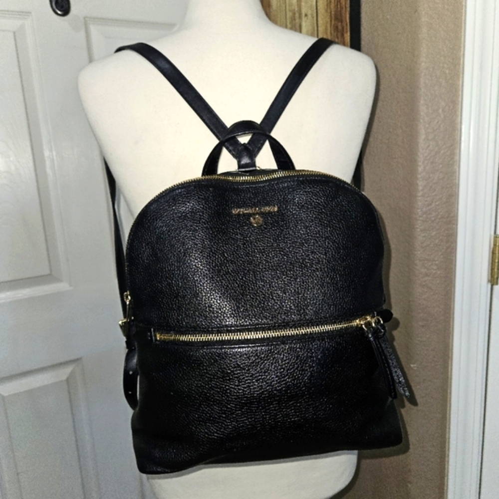 Michael Kors Dallas Black Pebble Leather Backpack